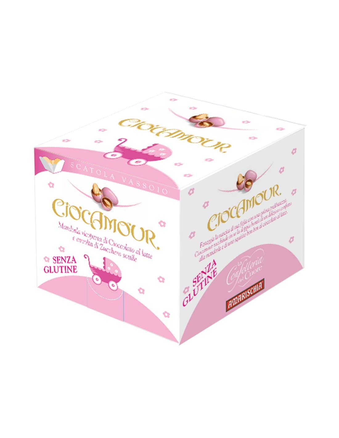 Confetteria del Cuore box 500 g confetti rosa battesimo Ciocamour